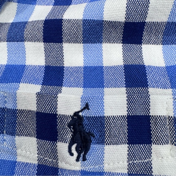 Polo Ralph Lauren Boys Short sleeve Button Down Shirt size 7 Checkered Blue - Picture 5 of 10